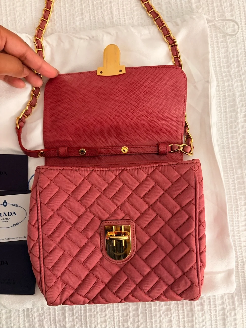 Prada Quilted Crossbody Bag Tessuto Impuntu